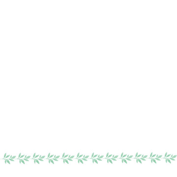 Minimalist floral border design with green leaves on white background