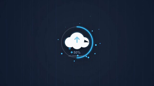 Cloud Upload Progress: A futuristic representation of cloud data uploading.