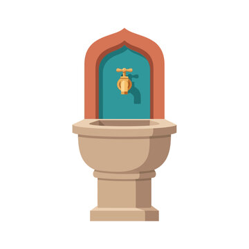 Traditional Middle Eastern stone water fountain vector illustration