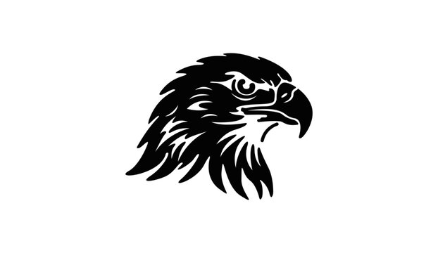 Majestic Eagle Head Vector Illustration Isolated on White Background Fierce Hawk Mascot Logo