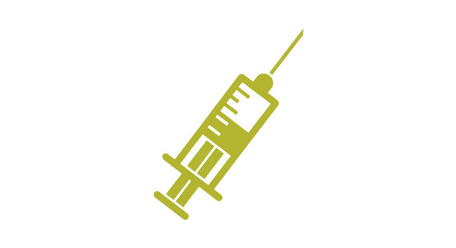 Medical syringe vector icon in olive green, hypodermic needle for vaccination and healthcare, flat injection syringe symbol for medical apps