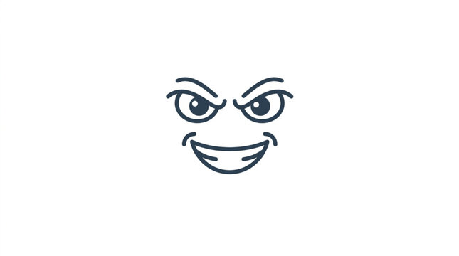 Hand drawn angry face with squinting eyes and grin.