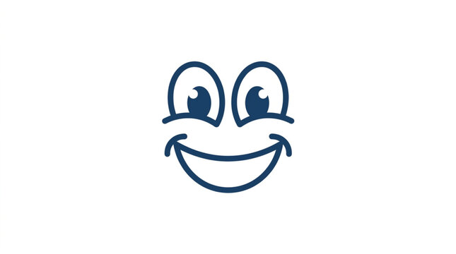 Hand drawn happy smiley face with big eyes.
