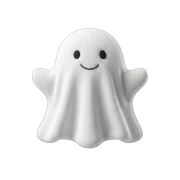 A cute white ghost with a textured pattern isolated on transparent background