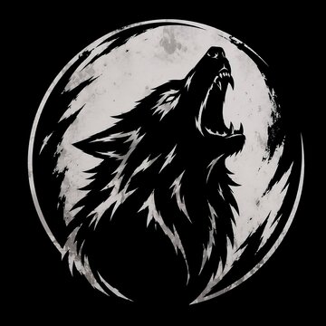 Alpha Wolf Howling &ndash; Dark Minimalist Monochrome Logo
A fierce alpha wolf silhouette howling toward the sky, aggressive expression with sharp fangs visible, highly detailed angular fur, bold black and 
