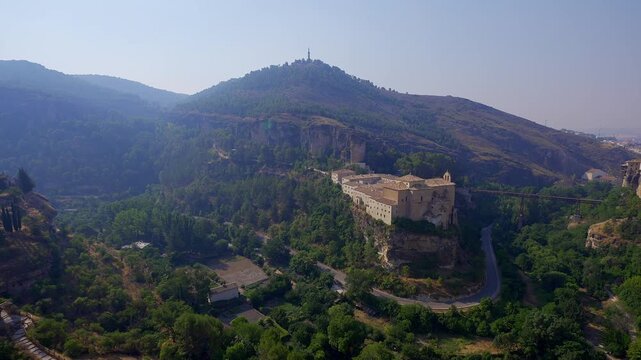 Former San Pablo Convent and Cerro del Socorro in panoramic view of Cuenca, Castilla La Mancha