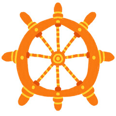 Wooden Ship Wheel Steering Illustration © Tazkia