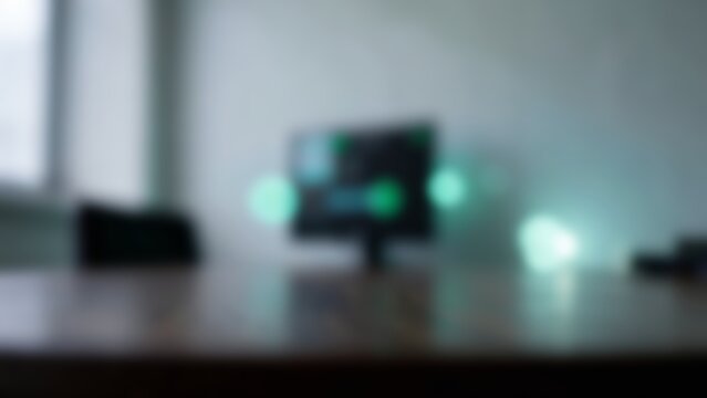 Modern AI Workplace Desk with Glowing Computer Screen for Tech