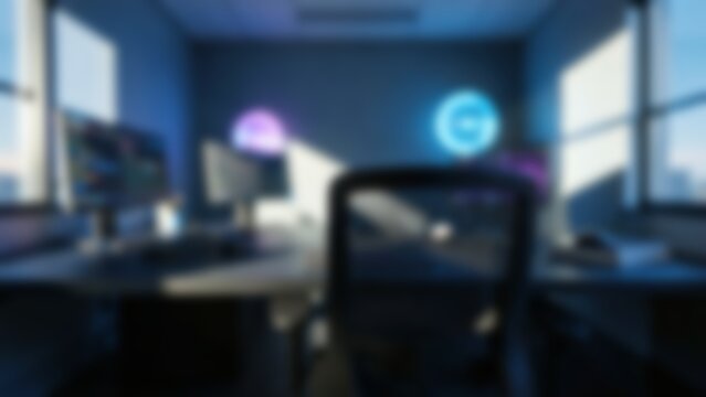 Blurred Futuristic Security Ops Center Office Background for Zoom