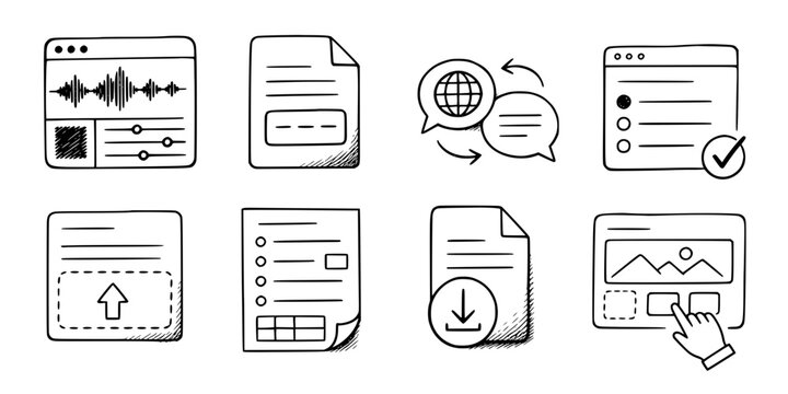 Vector icon set digital learning activities