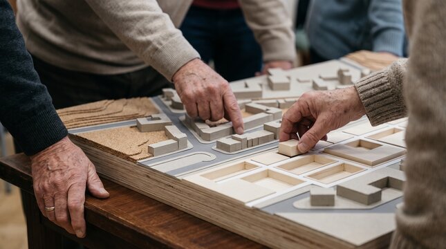 Hands over a proposed energy infrastructure model during consultation