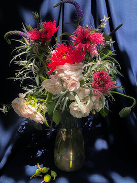 Vibrant Bouquet Displayed In A Glass Vase