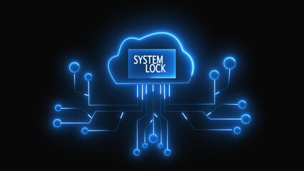 Digital cloud computing features a modern layout. This digital cloud computing represents network data security. Abstract digital cloud computing design.