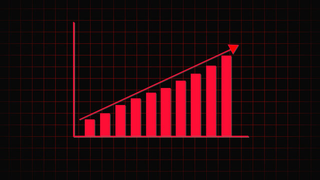 Red bar chart background features a professional layout design. Modern red bar chart background represents network data security. Abstract red bar chart background design.