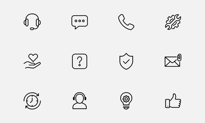 Support Service line editable icon set. Containing helpline, service, technical support, help, call center © Bharot Chandrabd45