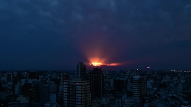 time lapse of sunset over Buenos Aires city, Argentina