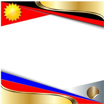 Elegant gold ribbon banner border for decoration. Transparent background.