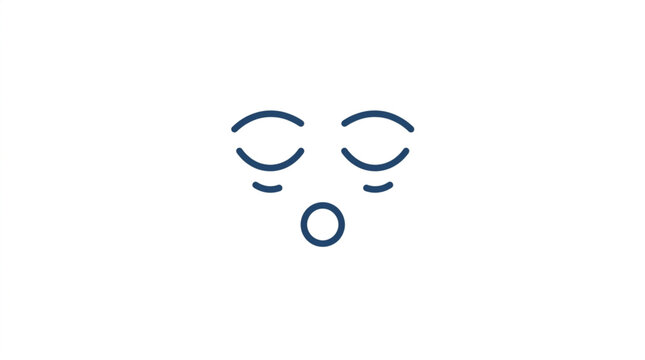 Simple blue line art sad face expression icon.