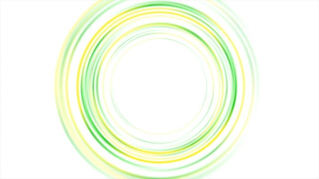 Bright green and yellow smooth circles rings frame abstract geometric background. Futuristic tech minimal motion design. Seamless loop. Video animation Ultra HD 4K 3840x2160