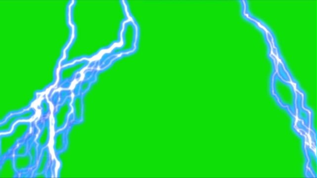 Footage of a thundercloud strike. Electric movement, with green screen background. Lightning flashes are suitable for transitions, intros, slides, highlights, content, cinematics, etc.