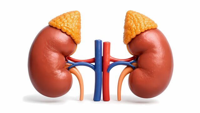 Anatomical model of human kidneys with adrenal glands isolated physiology internal clinical hospital healthcare diagnostic isolated educational