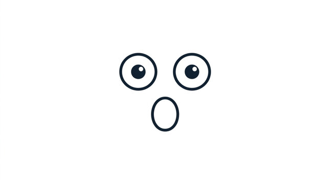 Simple cartoon face with wide eyes and open mouth.