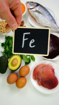 Foods that contain iron. Selective focus.