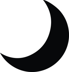 Minimalist crescent moon vector icon, black lunar silhouette for night sky design, simple celestial moon shape for astrology and sleep branding isolated on White Background Halloween editable eps © Ashika