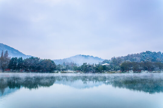 Winter Snow Scenery of Yuhuwan in West Lake Scenic Area, Hangzhou, Zhejiang, China
