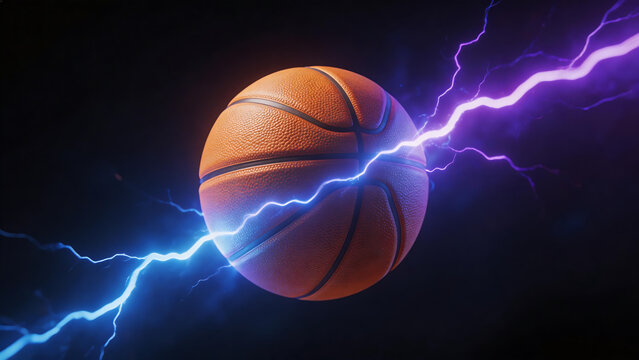 Basketball with electric lightning