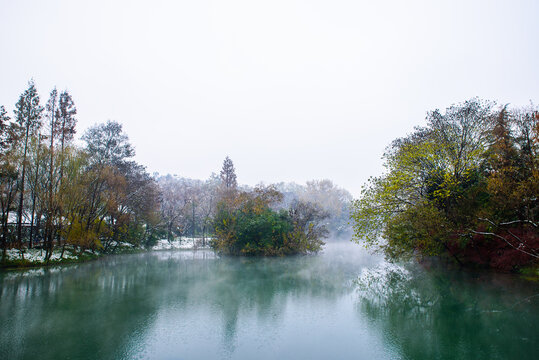 Winter Snow Scenery of Yuhuwan in West Lake Scenic Area, Hangzhou, Zhejiang, China