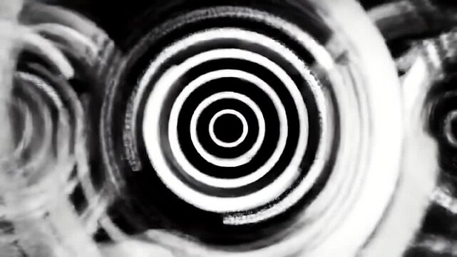 Abstract concentric circles in grayscale with a dreamy, textured effect.