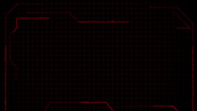 Glowing red folder outline on a dark grid background, creating a futuristic digital frame with empty copy space for tech, data, security, or interface designs.