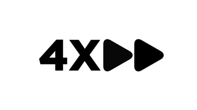 4x Speed Fast Forward Icon Loop Animation on transparent Background 4K