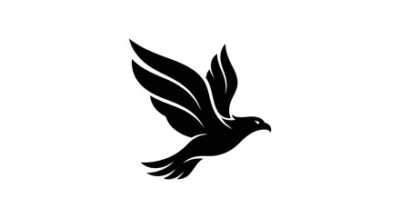 Fototapeta premium Minimalist Black Silhouette of a Majestic Flying Eagle Icon for Modern Brand Identity and Graphic Design