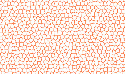 Peach Orange Mosaic Grid Cell Pattern Background, Abstract Voronoi Geometric Cracked Texture Backdrop, Vector Line Net Overlay  © Lienjo