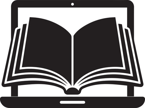 Laptop Open Book Digital Learning Vector Icon