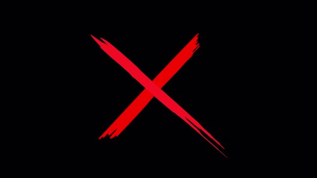 Red Cross Mark Animation 4K Loopable Overlay With Transparent Background Alpha Channel PRORES - Wrong Mark Motion Graphic Red X Symbol Overlay
