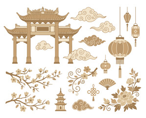 Traditional Oriental Decorative Elements for Chinese New Year Celebrations and Design © Bejo