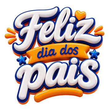 Selo 3d Feliz dia dos pais laranja