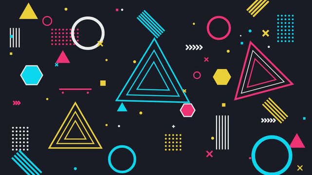 Abstract Retro Memphis Geometric Animation Seamless Loop 