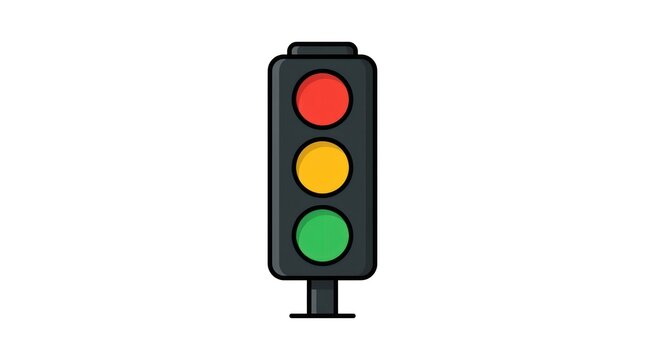 Traffic light icon. Flat vector illustration of road signal for urban transportation design.