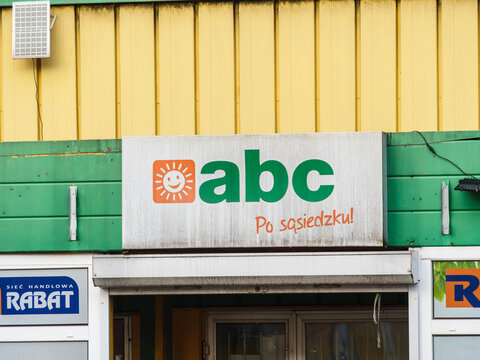 Sign ABC grocery store in Gdynia,18 December 2025, Poland