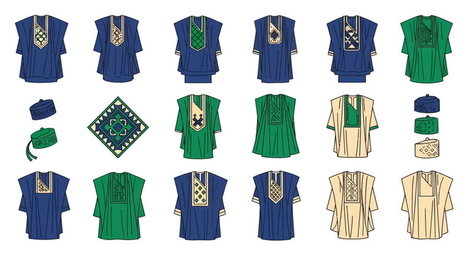 Collection of Traditional African Attire and Accessories.