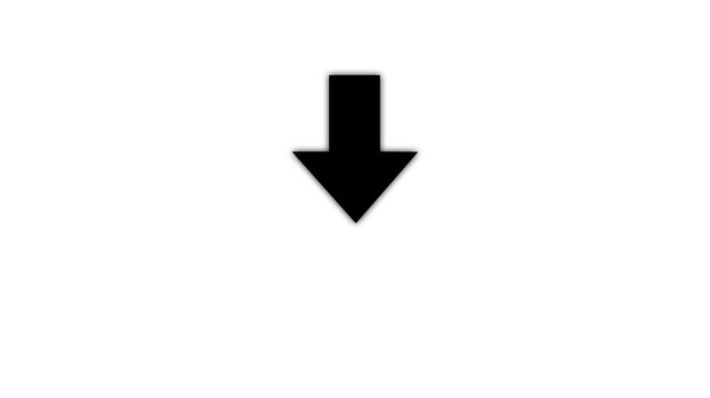 Pointing down arrow animation, arrow animation on the white transparent background with alpha channel.