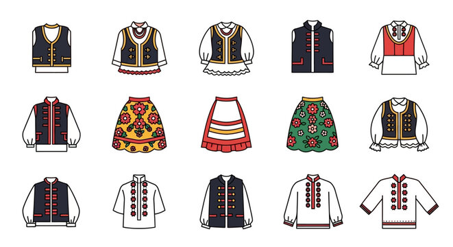 Traditional Romanian folk costumes and clothing collection.