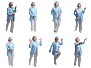 Obraz premium Active senior woman dancing and celebrating in studio