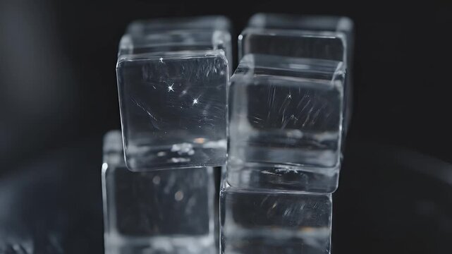 A stack of clear ice cubes with sharp edges.
