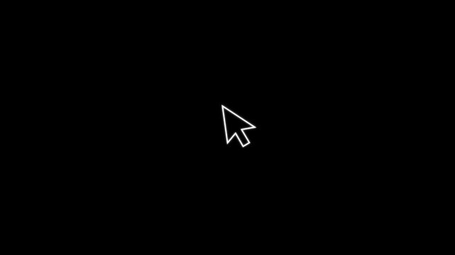 minimal mouse pointer click motion graphic with black background. ui cursor click animation with soft ripple feedback effect. animated mouse cursor press action for interface demonstrations