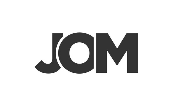 JOM logo design template with strong and modern bold text. Initial based vector logotype featuring simple and minimal typography. Trendy company identity.